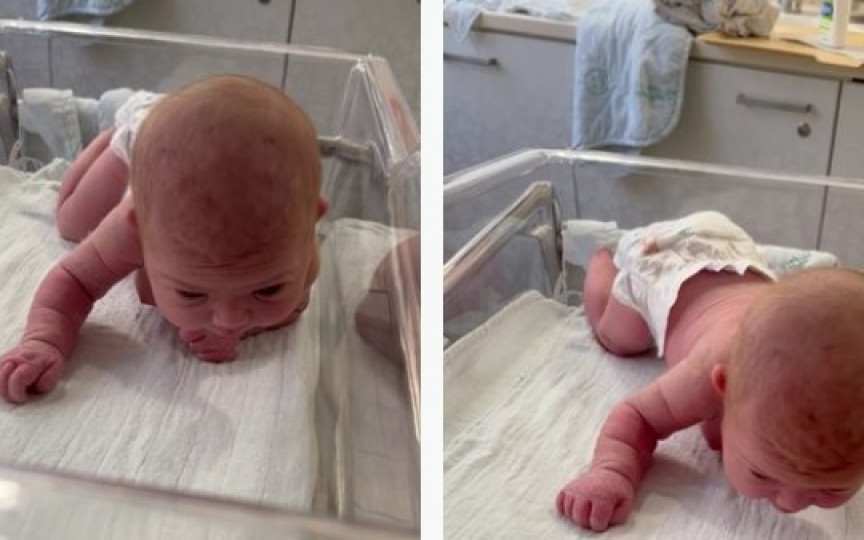 Viral: bebelușul care, la doar 3 zile de la naștere, își susține singur capul