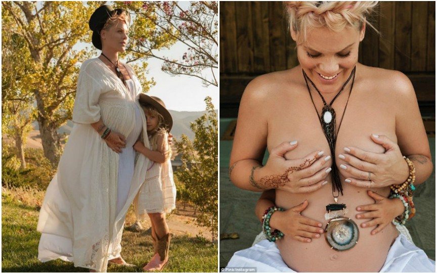 FOTO: Pink a pozat nud în ultimul trimestru de sarcină