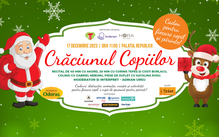 Formația Akord și îndrăgiții Corina Țepeș și Costi Burlacu vor susține un recital de excepție la Crăciunul Copiilor 2023