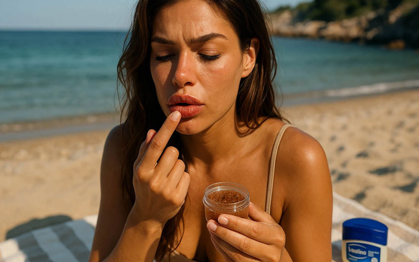 Exfoliant natural pentru buze usate: Vaselină + zahăr brun, buze fine în 5 minute