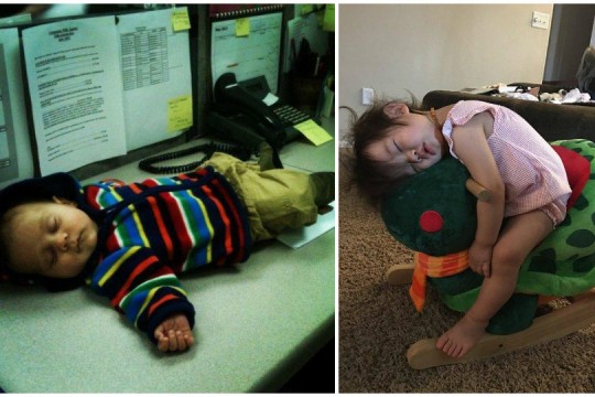 S-a terminat bateria! Fotografii amuzante în care copiii dorm pe unde apucă
