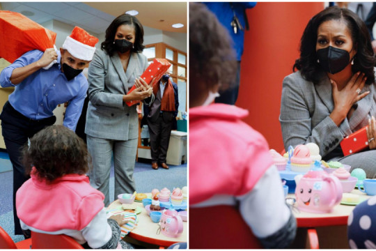 Fapte bune: Michelle și Barack Obama, ajutoarele lui Moș Crăciun într-un spital