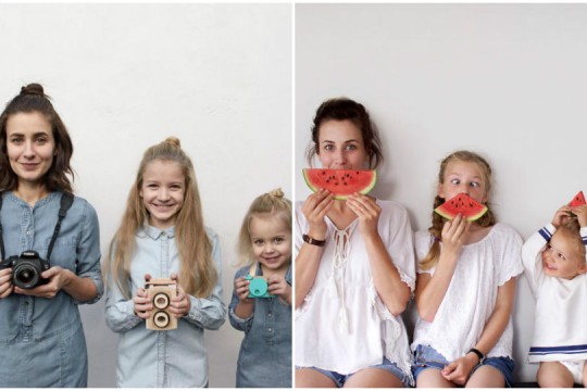 O mămică face cele mai inedite fotografii împreună cu fiicele ei