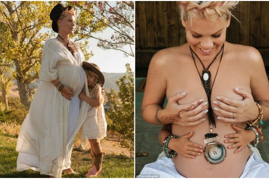 FOTO: Pink a pozat nud în ultimul trimestru de sarcină