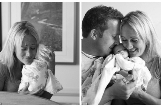 Fotografii înduioșătoare cu doi părinți în momentul când își văd prima data fetița adoptată