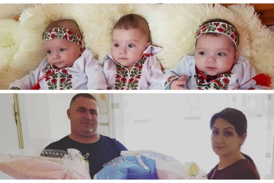 Împreună nu puteau concepe, deși aveau copii din primele căsnicii. Istoria unei familii din Moldova în care recent s-au născut tripleți