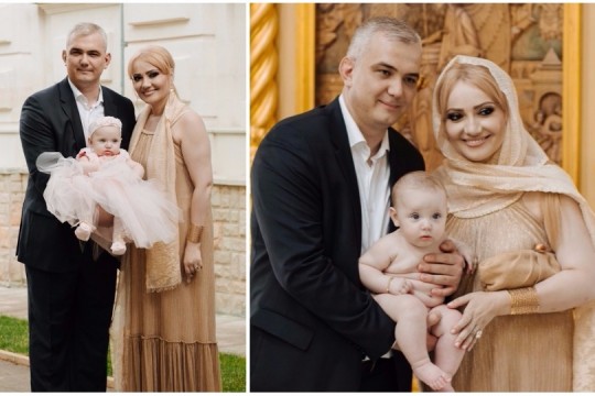 Primele imagini cu fiica Adrianei Ochișanu! Micuța a fost botezată