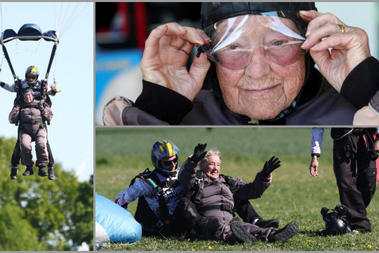 O bunică de 103 ani din Suedia a stabilit un nou record mondial după ce a sărit cu parașuta din avion