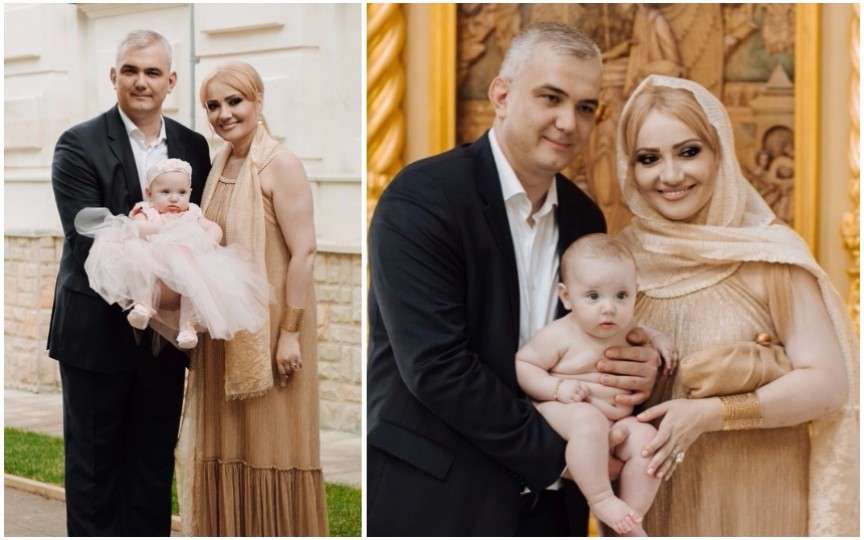 Primele imagini cu fiica Adrianei Ochișanu! Micuța a fost botezată