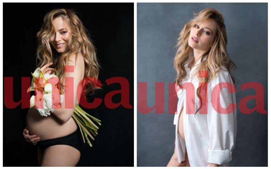 (FOTO) Actrița română, Laura Cosoi, gravidă în 7 luni, pozează aproape goală pe coperta unei reviste