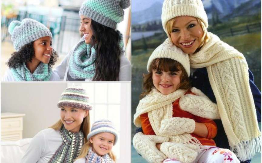 Idei creative de seturi fular și căciulă pentru mamă și fiică