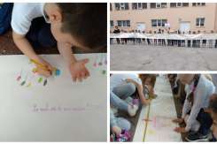 (FOTO) 130 de elevi din clasa I din capitală au făcut cea mai mare felicitare de Ziua copiilor