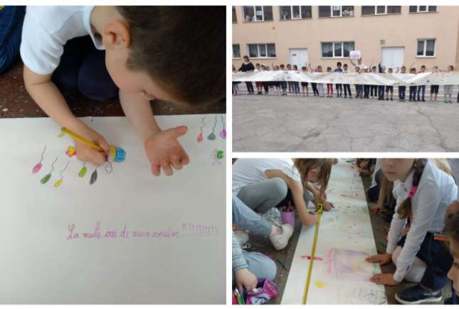 (FOTO) 130 de elevi din clasa I din capitală au făcut cea mai mare felicitare de Ziua copiilor