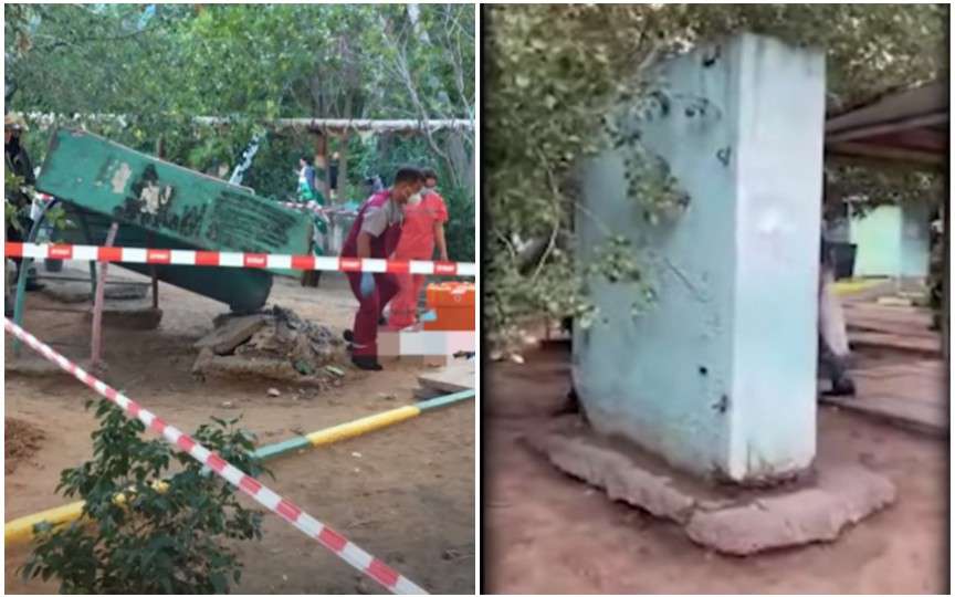 (FOTO) Tragedie la locul de joacă! Un copil de 11 ani a murit după ce a fost zdrobit de o placă de beton