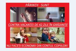 Părinții au inițiat o petiție online: Suntem contra vacanței de 42 de zile în grădinițe