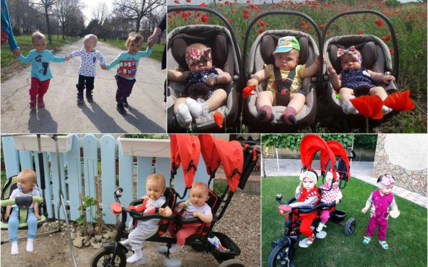 Tripleții din șase familii se bucură de cadourile primite la evenimentele marca Odoraș