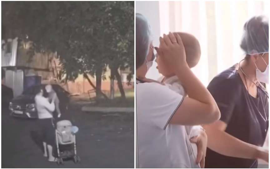 (VIDEO) Un bebeluș de 10 luni a fost abandonat noaptea în stradă
