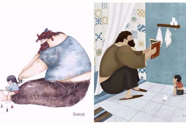 Dragostea de tată pentru fetița sa, în ilustrații amuzante