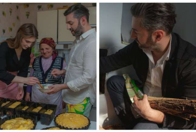 (FOTO) Adrian Ursu și soția sa, Irina Negară, coc pasca tradițional în cuptor cu lemne