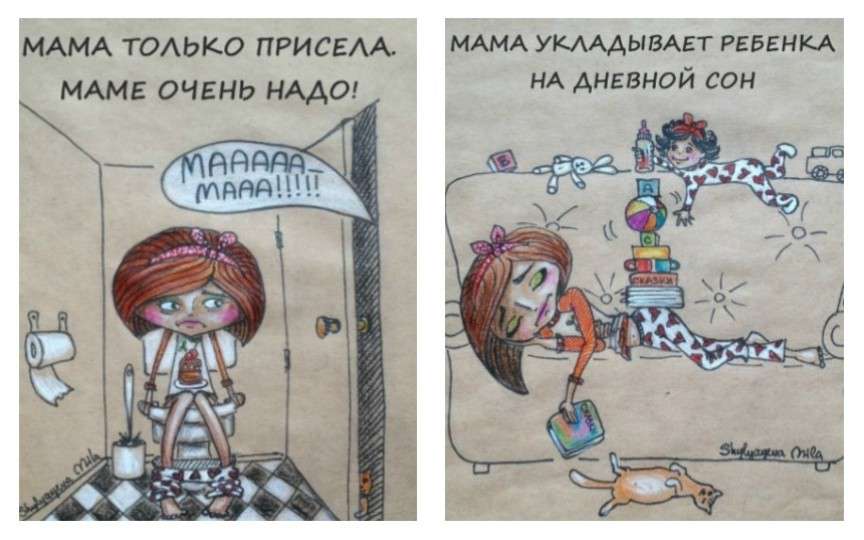 O mămică desenează cum arată concediul de îngrijire a copilului