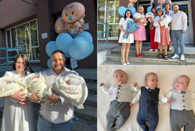 Povestea familiei cu tripleți născuți în acest an: 3 băieți, viitori medici!