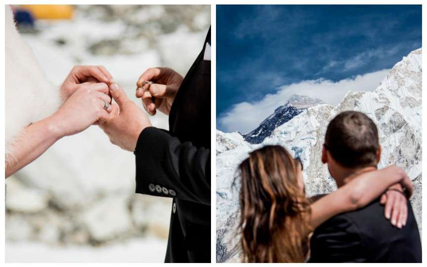 Un cuplu s-a căsătorit pe Everest după ce a urcat în munți timp de 3 săptămâni