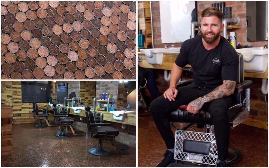 Proprietarul unei frizerii și-a făcut podeaua din bani