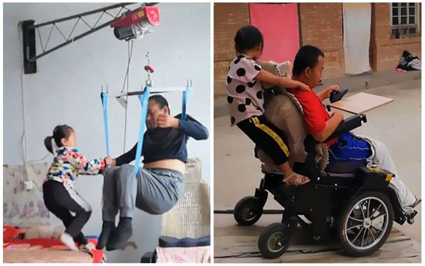 Povestea care îți frânge inima – o fetiță de 6 ani are grijă de tatăl său paralizat după ce mama i-a părăsit