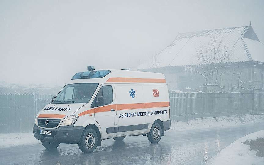 (Video) Polițiștii din Rezina au ajutat o femeie însărcinată să ajungă la ambulanță, blocată de ghețuș